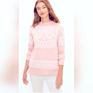 LOFT Dusty Peach Pink Fair Isle Mock Neck Sweater XS